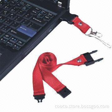 Lanyard USB Drive, 1 to 256GB Flash Memory Capacity, Supports Microsoft's Windows XP, Linux 2.4
